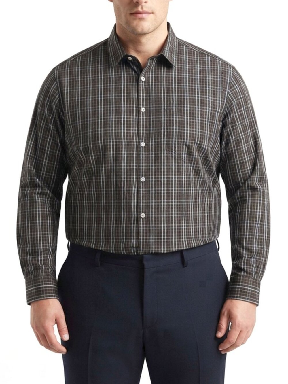 Ted Baker Mens Plaid Button Down Long Sleeve Shirt Brown Black Size 5 XL